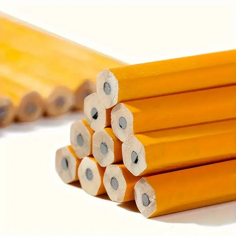 Conjunto de 12 lápis de madeira com borracha, pré-afiados, com grafite HB, para estudantes e adultos.