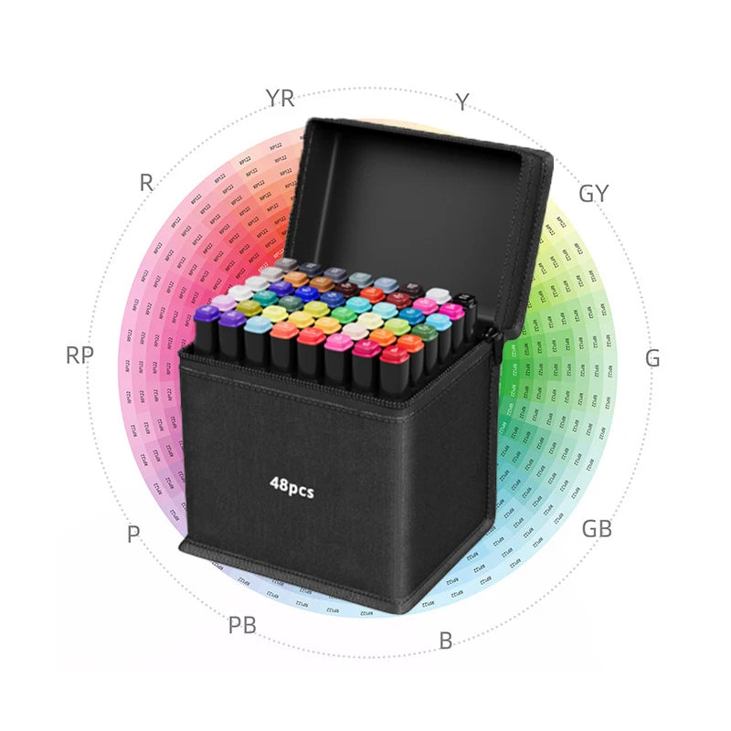 Conjunto de Marcadores Artísticos com 60 peças, Canetas Pincel Aquareláveis para Estudantes, Marcadores de Ponta Dupla à Base de Óleo para Estudantes de Arte