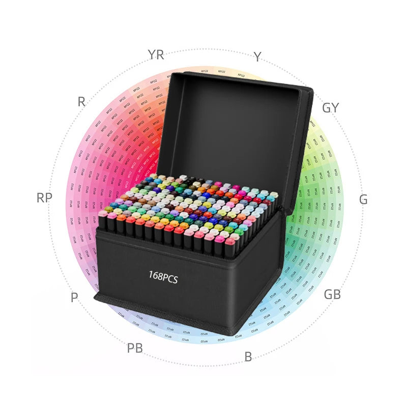 Conjunto de Marcadores Artísticos com 60 peças, Canetas Pincel Aquareláveis para Estudantes, Marcadores de Ponta Dupla à Base de Óleo para Estudantes de Arte