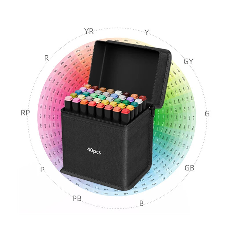 Conjunto de Marcadores Artísticos com 60 peças, Canetas Pincel Aquareláveis para Estudantes, Marcadores de Ponta Dupla à Base de Óleo para Estudantes de Arte