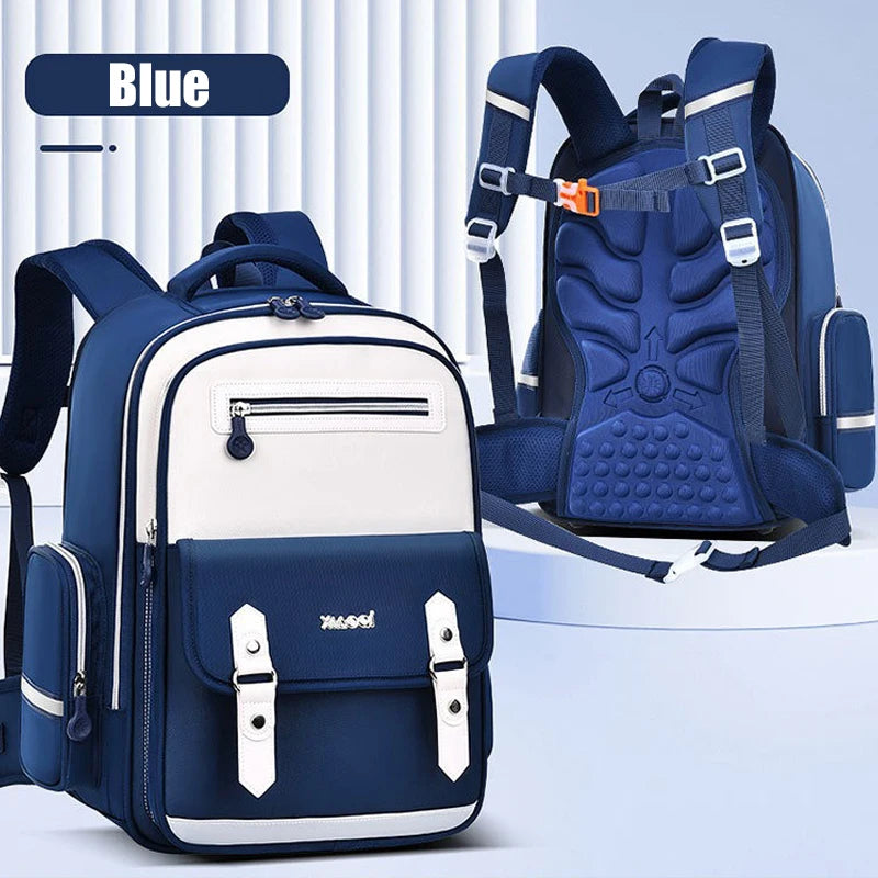 Mochila escolar infantil ergonômica de grande capacidade para meninas e meninos do ensino fundamental e médio.