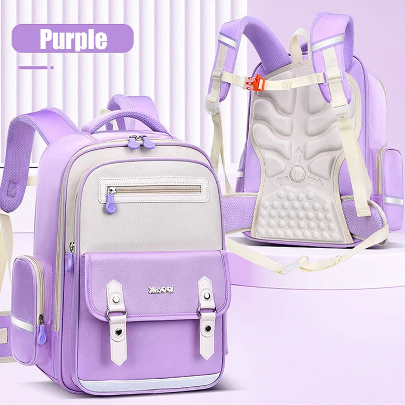 Mochila escolar infantil ergonômica de grande capacidade para meninas e meninos do ensino fundamental e médio.