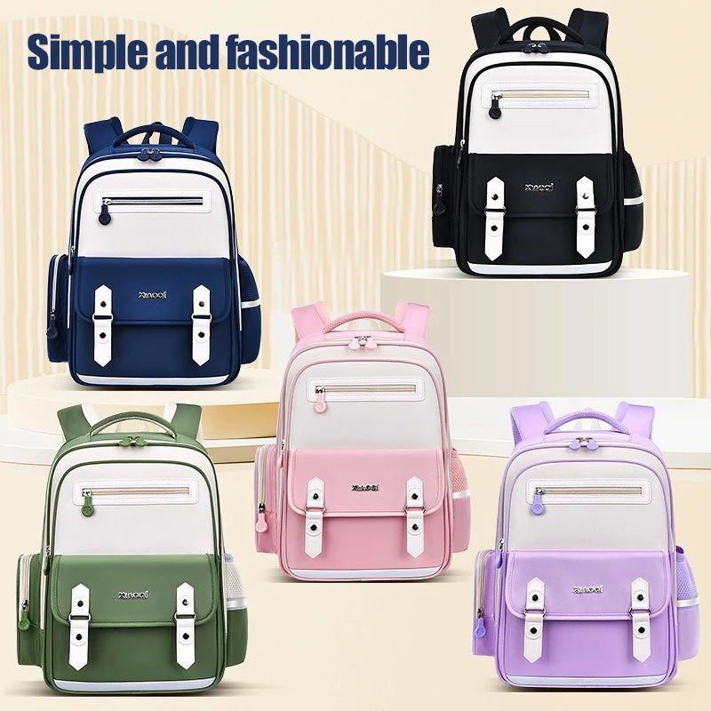 Mochila escolar infantil ergonômica de grande capacidade para meninas e meninos do ensino fundamental e médio.