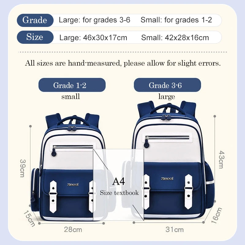 Mochila escolar infantil ergonômica de grande capacidade para meninas e meninos do ensino fundamental e médio.