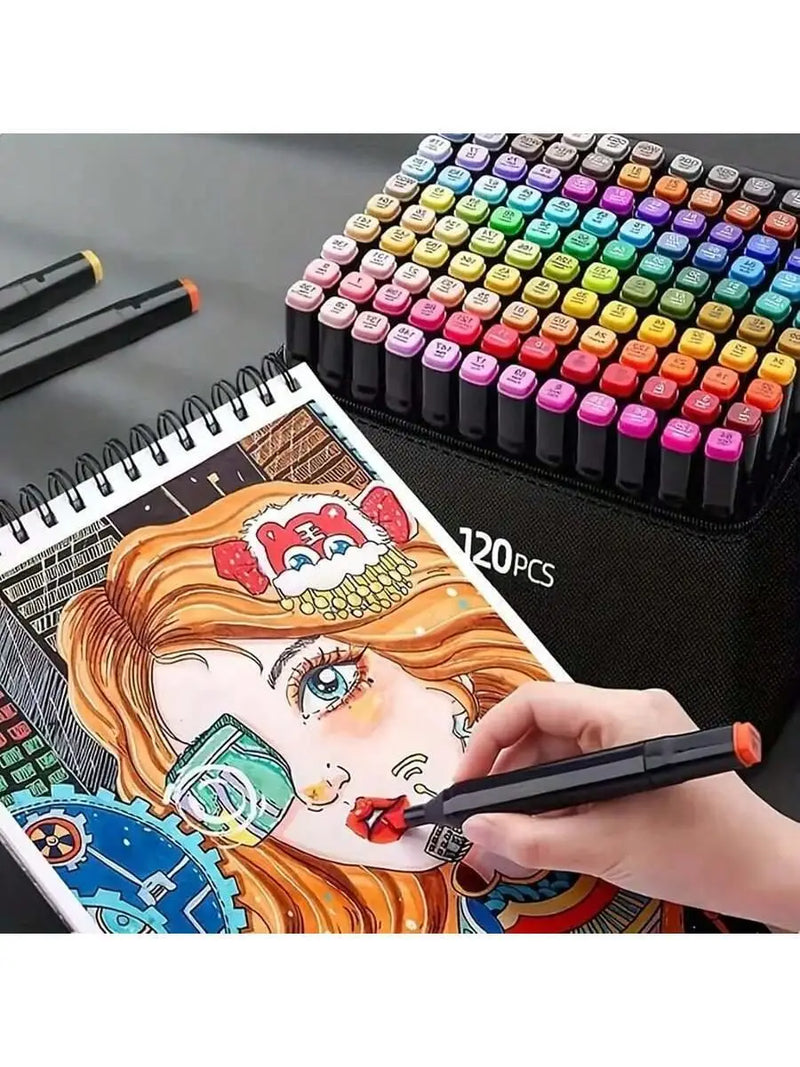 Conjunto de Marcadores Artísticos com 60 peças, Canetas Pincel Aquareláveis para Estudantes, Marcadores de Ponta Dupla à Base de Óleo para Estudantes de Arte
