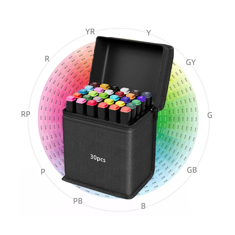 Conjunto de Marcadores Artísticos com 60 peças, Canetas Pincel Aquareláveis para Estudantes, Marcadores de Ponta Dupla à Base de Óleo para Estudantes de Arte