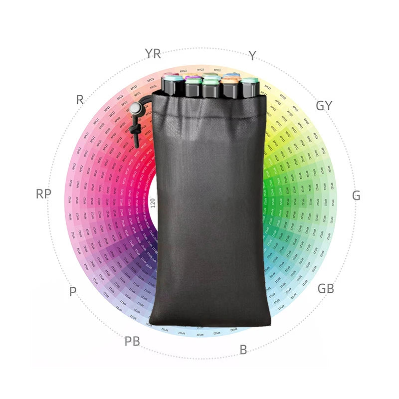 Conjunto de Marcadores Artísticos com 60 peças, Canetas Pincel Aquareláveis para Estudantes, Marcadores de Ponta Dupla à Base de Óleo para Estudantes de Arte