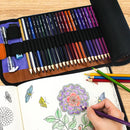 Conjunto de 50 lápis de cor com estojo de lona enrolável. Lápis artísticos profissionais para colorir, desenhar e esboçar. Perfeitos para estudantes.