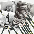 Kit de desenho e esboço com 54 peças | Estojo portátil para viagem | Grafite, carvão e branco | Inclui esfuminho