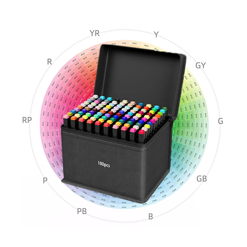 Conjunto de Marcadores Artísticos com 60 peças, Canetas Pincel Aquareláveis para Estudantes, Marcadores de Ponta Dupla à Base de Óleo para Estudantes de Arte