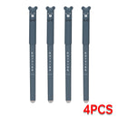 Conjunto de 4 canetas de gel apagáveis com desenhos fofos de urso e porco. Canetas kawaii para material escolar, ideais para escrever, fazer anotações e usar em diários. Presente perfeito para crianças.