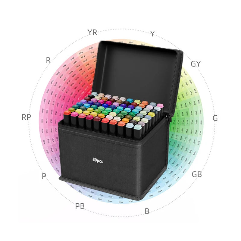 Conjunto de Marcadores Artísticos com 60 peças, Canetas Pincel Aquareláveis para Estudantes, Marcadores de Ponta Dupla à Base de Óleo para Estudantes de Arte